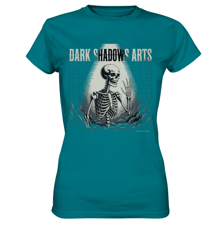 Defiant Bones – Erhobenes Skelett in mystischem Nebel - DSA - Ladies Premium Shirt | Lady - Shirts | Dark Shadows Arts