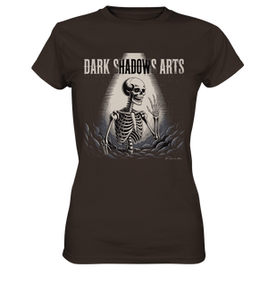 Defiant Bones – Erhobenes Skelett in mystischem Nebel - DSA - Ladies Premium Shirt | Lady - Shirts | Dark Shadows Arts