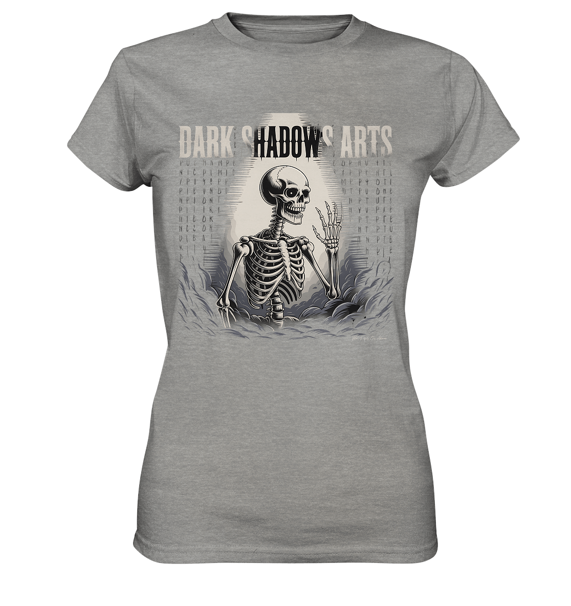 Defiant Bones – Erhobenes Skelett in mystischem Nebel - DSA - Ladies Premium Shirt | Lady - Shirts | Dark Shadows Arts