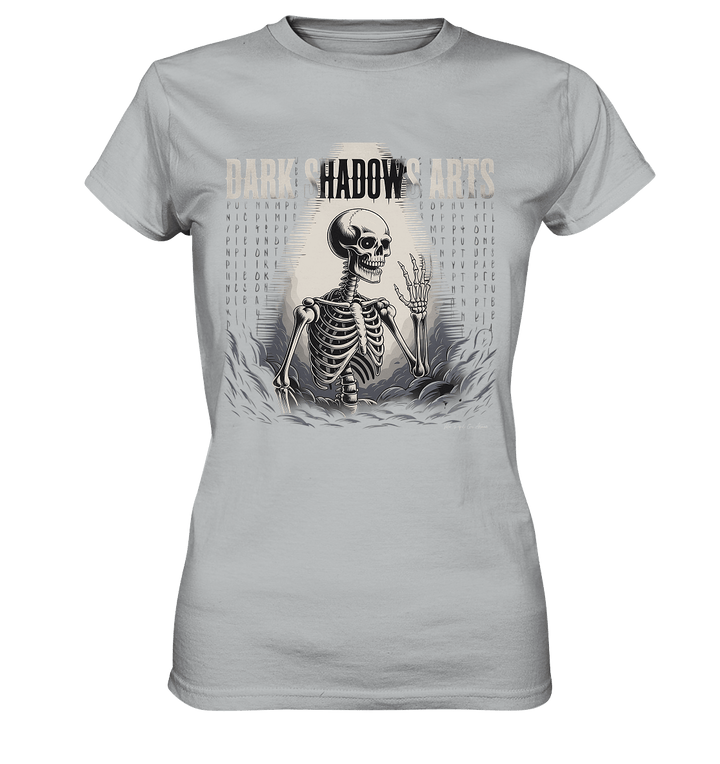 Defiant Bones – Erhobenes Skelett in mystischem Nebel - DSA - Ladies Premium Shirt | Lady - Shirts | Dark Shadows Arts