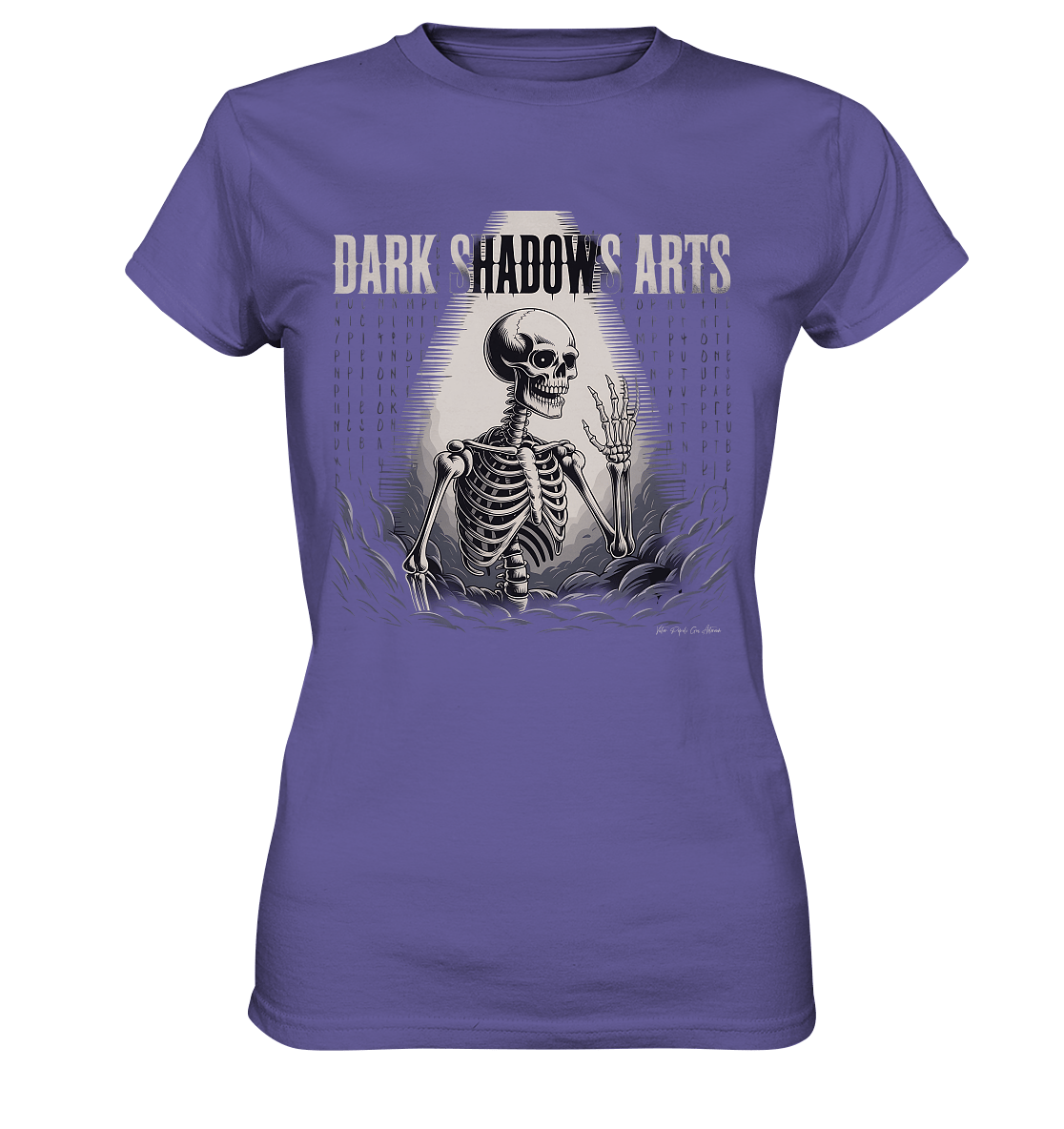 Defiant Bones – Erhobenes Skelett in mystischem Nebel - DSA - Ladies Premium Shirt | Lady - Shirts | Dark Shadows Arts