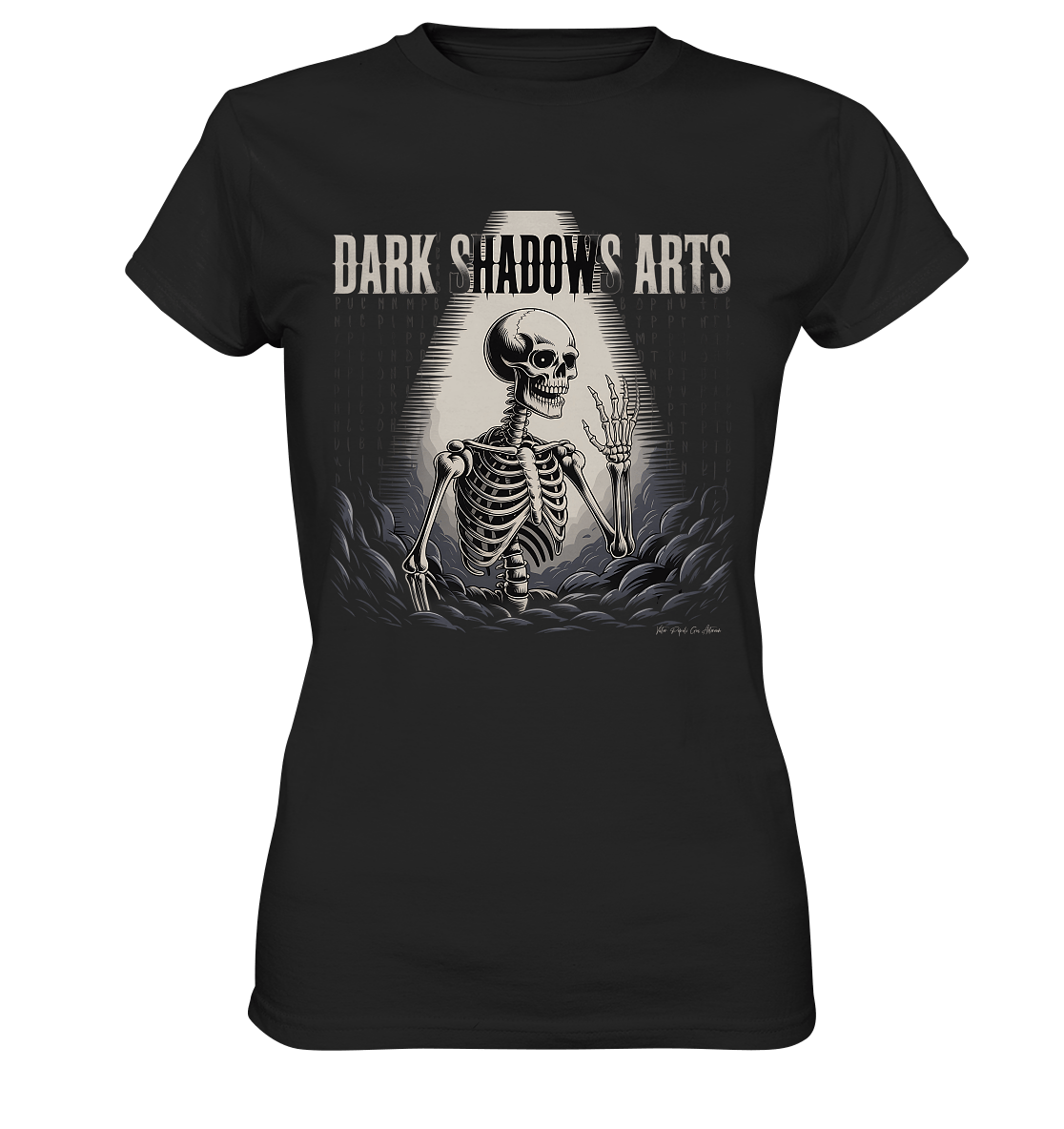 Defiant Bones – Erhobenes Skelett in mystischem Nebel - DSA - Ladies Premium Shirt | Lady - Shirts | Dark Shadows Arts