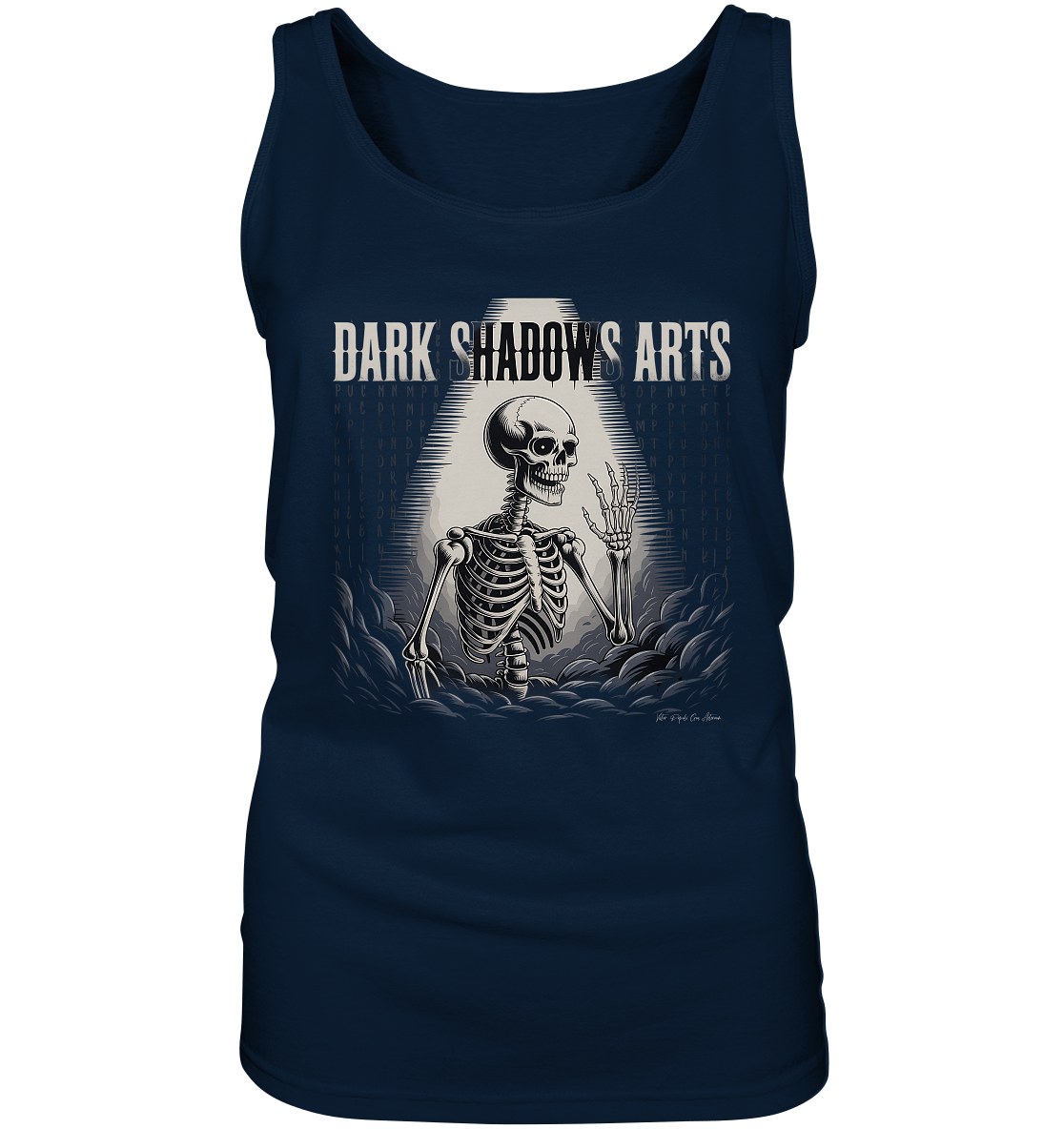 Defiant Bones – Erhobenes Skelett in mystischem Nebel - DSA - Ladies Tank - Top | Tank - Tops | Dark Shadows Arts