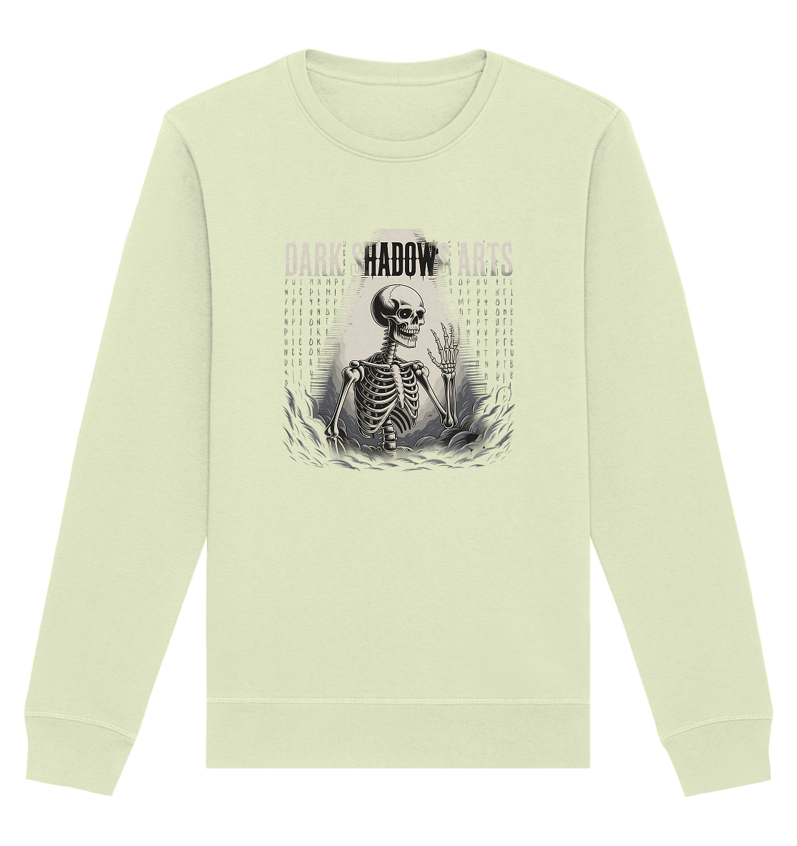 Defiant Bones – Erhobenes Skelett in mystischem Nebel - DSA - Organic Basic Unisex Sweatshirt | Sweatshirts | Dark Shadows Arts