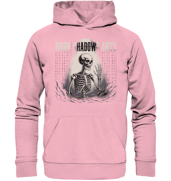 Defiant Bones – Erhobenes Skelett in mystischem Nebel - DSA - Organic Hoodie | Hoodies | Dark Shadows Arts