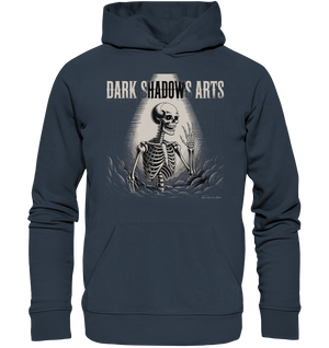 Defiant Bones – Erhobenes Skelett in mystischem Nebel - DSA - Organic Hoodie | Hoodies | Dark Shadows Arts