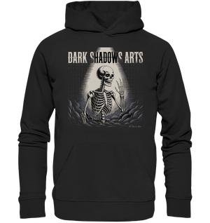 Defiant Bones – Erhobenes Skelett in mystischem Nebel - DSA - Organic Hoodie | Hoodies | Dark Shadows Arts