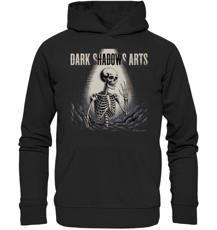 Defiant Bones – Erhobenes Skelett in mystischem Nebel - DSA - Organic Hoodie | Hoodies | Dark Shadows Arts