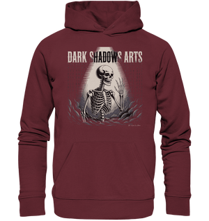 Defiant Bones – Erhobenes Skelett in mystischem Nebel - DSA - Organic Hoodie | Hoodies | Dark Shadows Arts