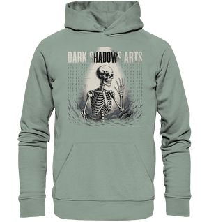 Defiant Bones – Erhobenes Skelett in mystischem Nebel - DSA - Organic Hoodie | Hoodies | Dark Shadows Arts
