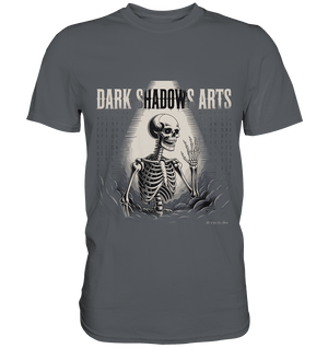 Defiant Bones – Erhobenes Skelett in mystischem Nebel - DSA - Premium Shirt | Unisex - Shirts | Dark Shadows Arts