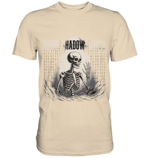 Defiant Bones – Erhobenes Skelett in mystischem Nebel - DSA - Premium Shirt | Unisex - Shirts | Dark Shadows Arts