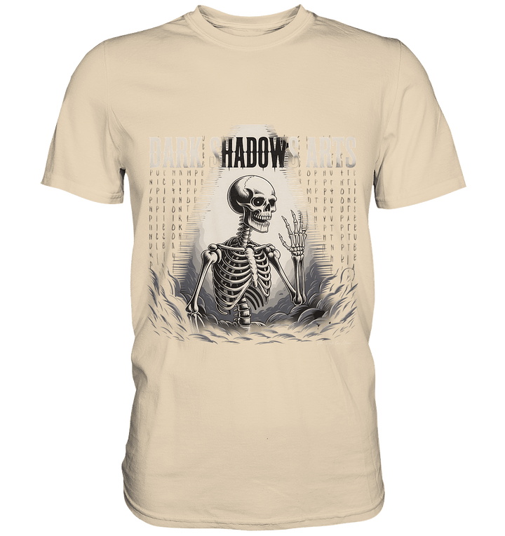 Defiant Bones – Erhobenes Skelett in mystischem Nebel - DSA - Premium Shirt | Unisex - Shirts | Dark Shadows Arts