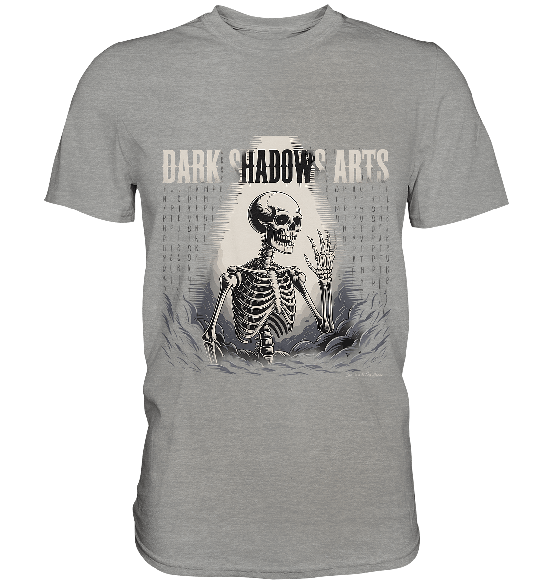 Defiant Bones – Erhobenes Skelett in mystischem Nebel - DSA - Premium Shirt | Unisex - Shirts | Dark Shadows Arts