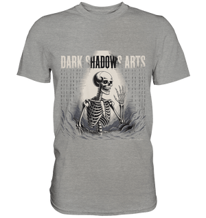 Defiant Bones – Erhobenes Skelett in mystischem Nebel - DSA - Premium Shirt | Unisex - Shirts | Dark Shadows Arts