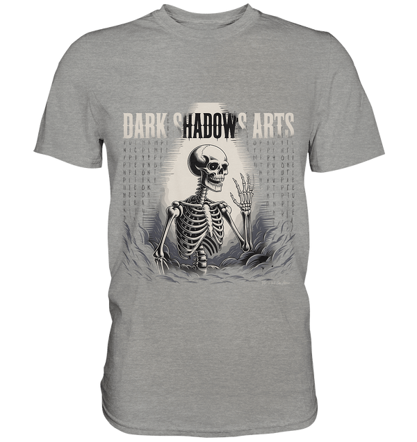 Defiant Bones – Erhobenes Skelett in mystischem Nebel - DSA - Premium Shirt | Unisex - Shirts | Dark Shadows Arts