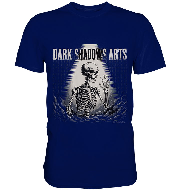 Defiant Bones – Erhobenes Skelett in mystischem Nebel - DSA - Premium Shirt | Unisex - Shirts | Dark Shadows Arts
