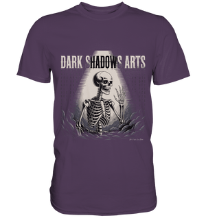 Defiant Bones – Erhobenes Skelett in mystischem Nebel - DSA - Premium Shirt | Unisex - Shirts | Dark Shadows Arts