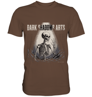 Defiant Bones – Erhobenes Skelett in mystischem Nebel - DSA - Premium Shirt | Unisex - Shirts | Dark Shadows Arts