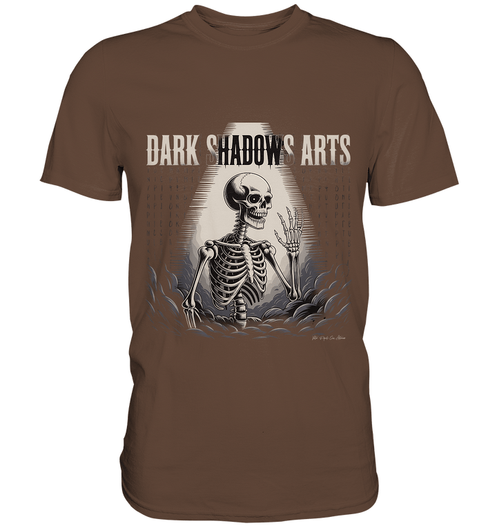 Defiant Bones – Erhobenes Skelett in mystischem Nebel - DSA - Premium Shirt | Unisex - Shirts | Dark Shadows Arts