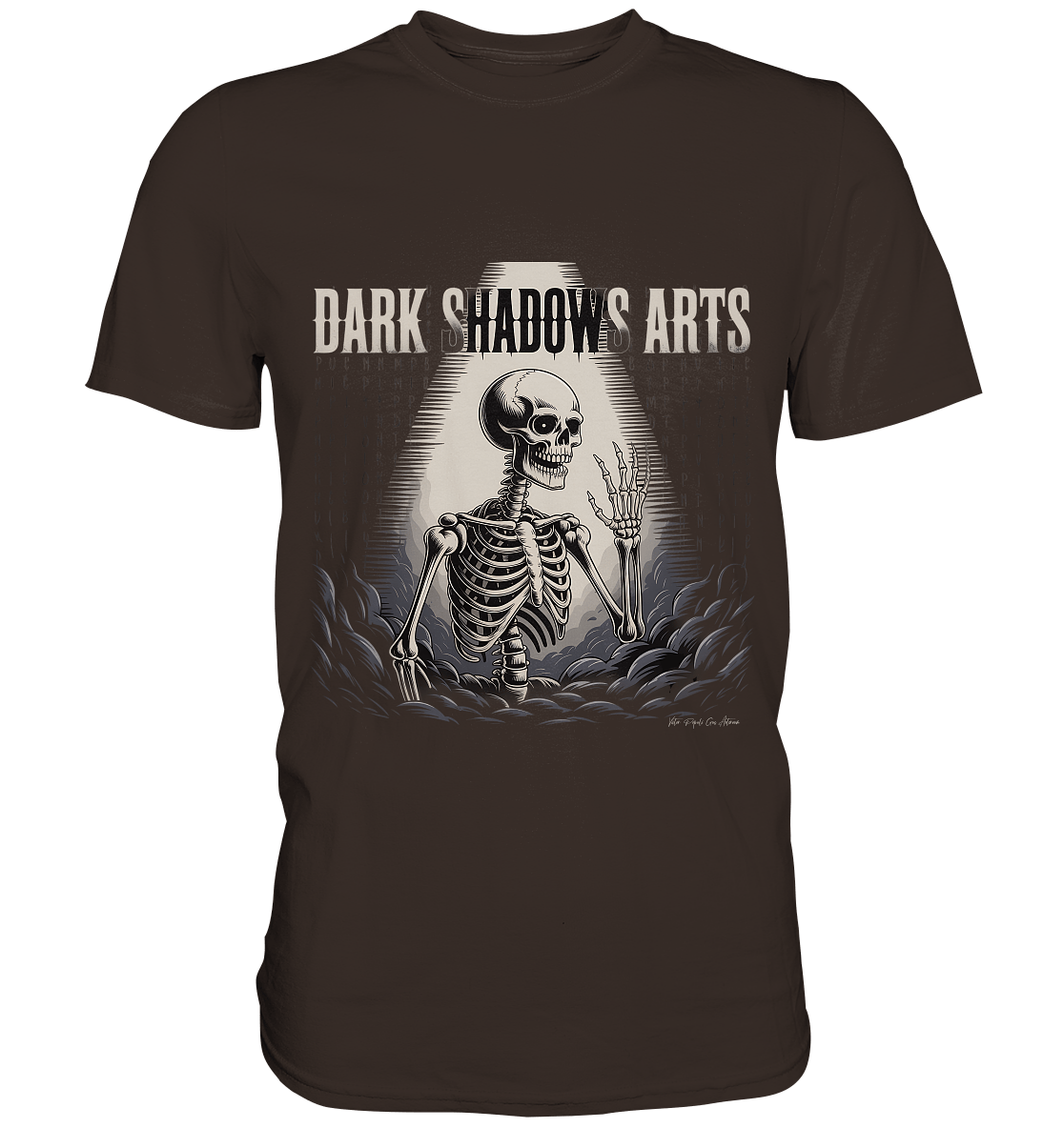 Defiant Bones – Erhobenes Skelett in mystischem Nebel - DSA - Premium Shirt | Unisex - Shirts | Dark Shadows Arts