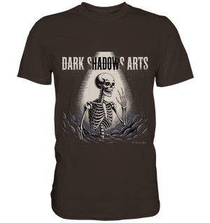 Defiant Bones – Erhobenes Skelett in mystischem Nebel - DSA - Premium Shirt | Unisex - Shirts | Dark Shadows Arts