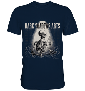 Defiant Bones – Erhobenes Skelett in mystischem Nebel - DSA - Premium Shirt | Unisex - Shirts | Dark Shadows Arts