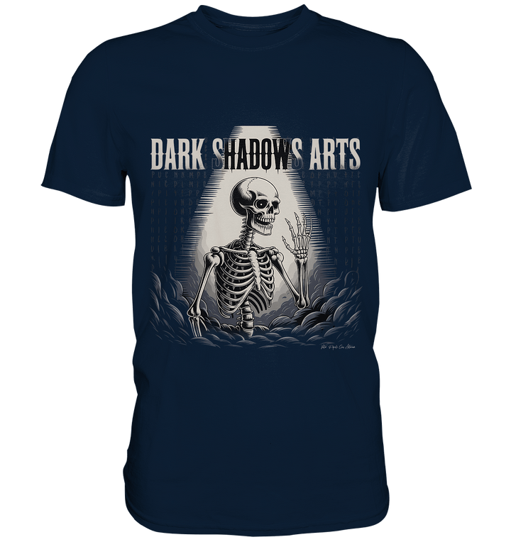 Defiant Bones – Erhobenes Skelett in mystischem Nebel - DSA - Premium Shirt | Unisex - Shirts | Dark Shadows Arts