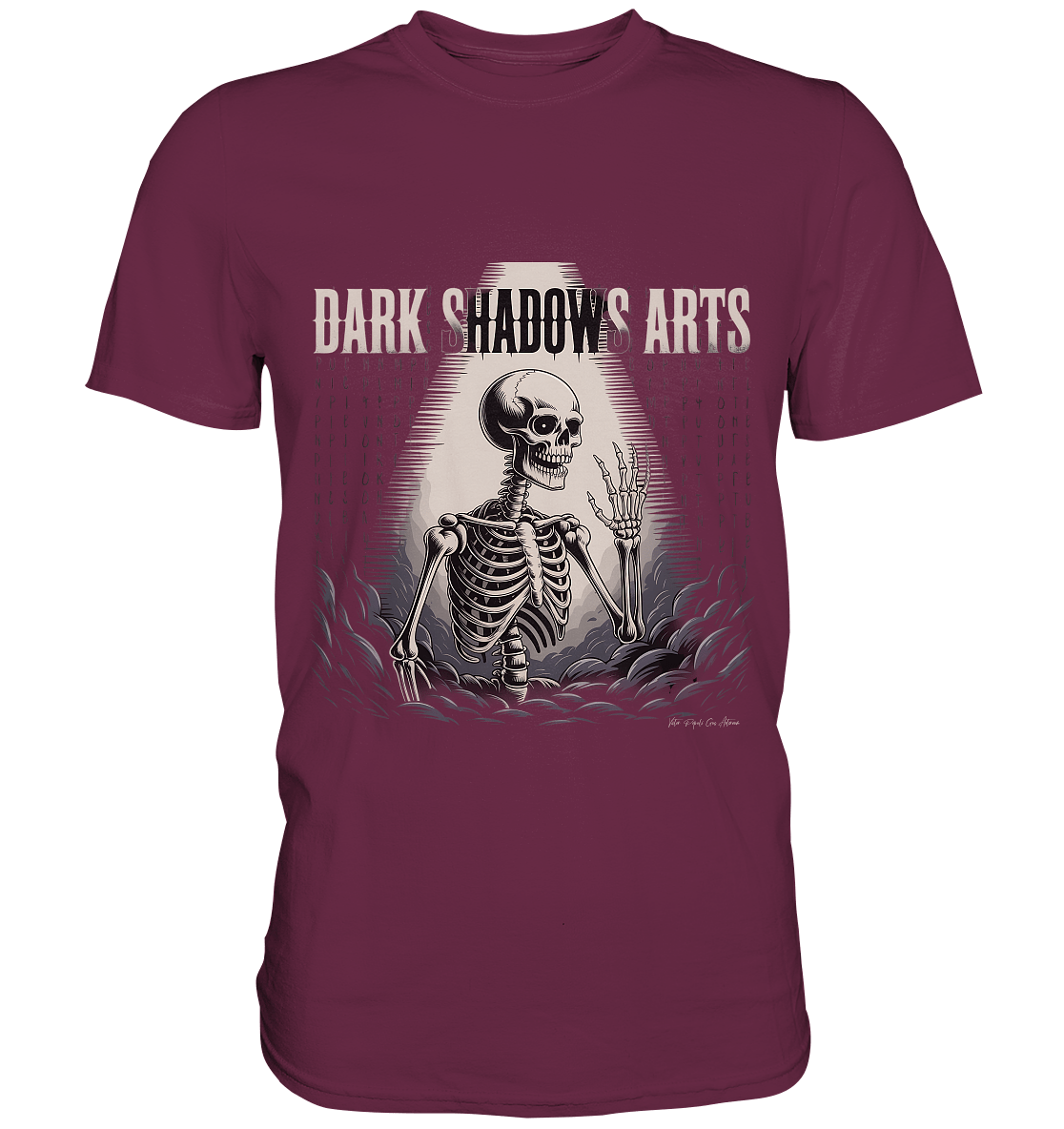 Defiant Bones – Erhobenes Skelett in mystischem Nebel - DSA - Premium Shirt | Unisex - Shirts | Dark Shadows Arts