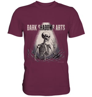 Defiant Bones – Erhobenes Skelett in mystischem Nebel - DSA - Premium Shirt | Unisex - Shirts | Dark Shadows Arts
