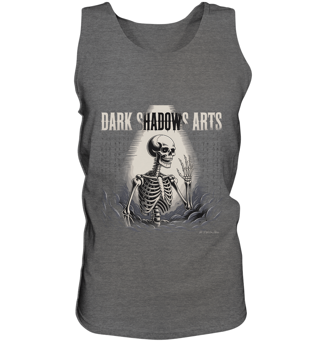 Defiant Bones – Erhobenes Skelett in mystischem Nebel - DSA - Relaxed Tank Top | Tank - Tops | Dark Shadows Arts