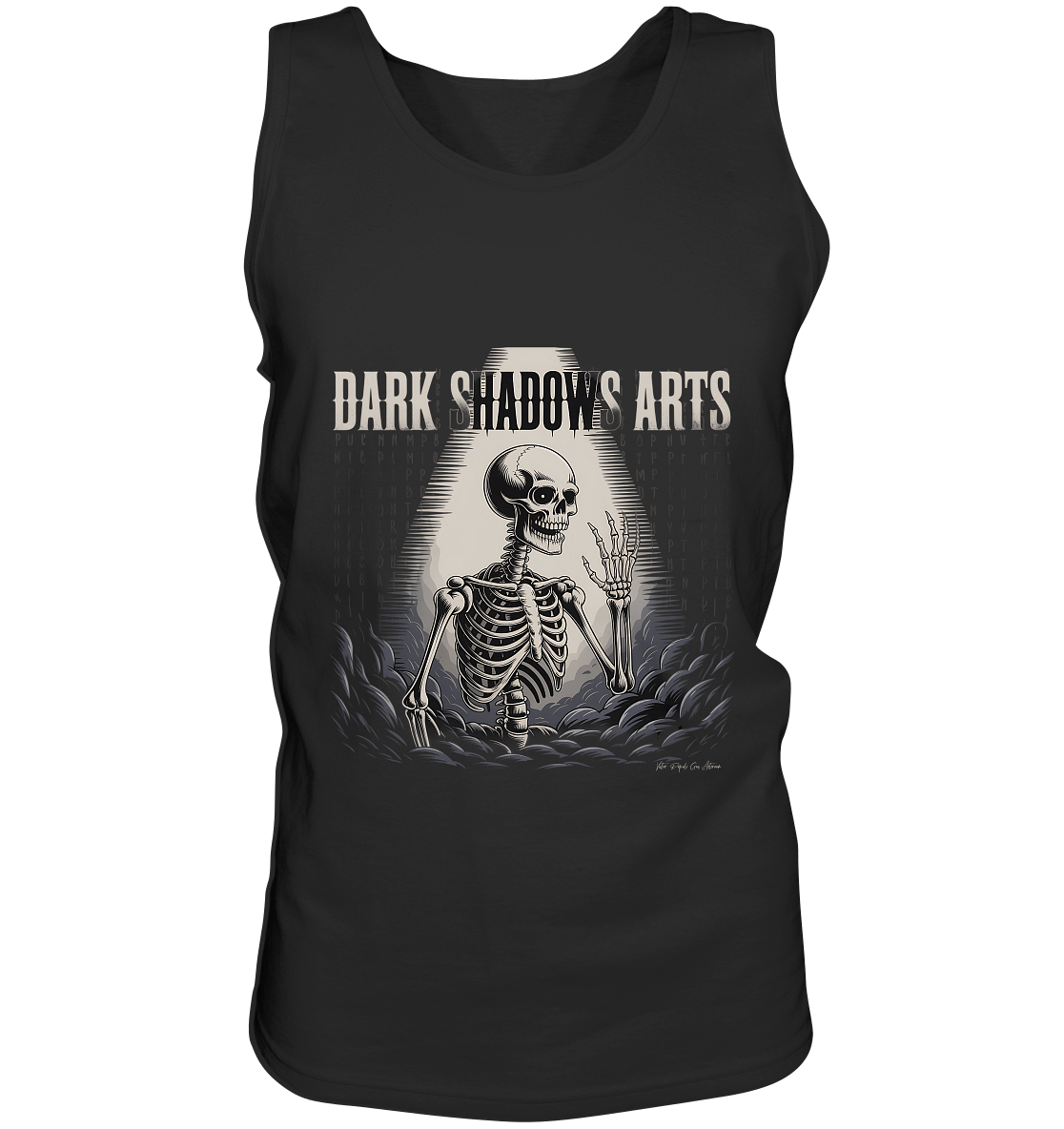 Defiant Bones – Erhobenes Skelett in mystischem Nebel - DSA - Relaxed Tank Top | Tank - Tops | Dark Shadows Arts
