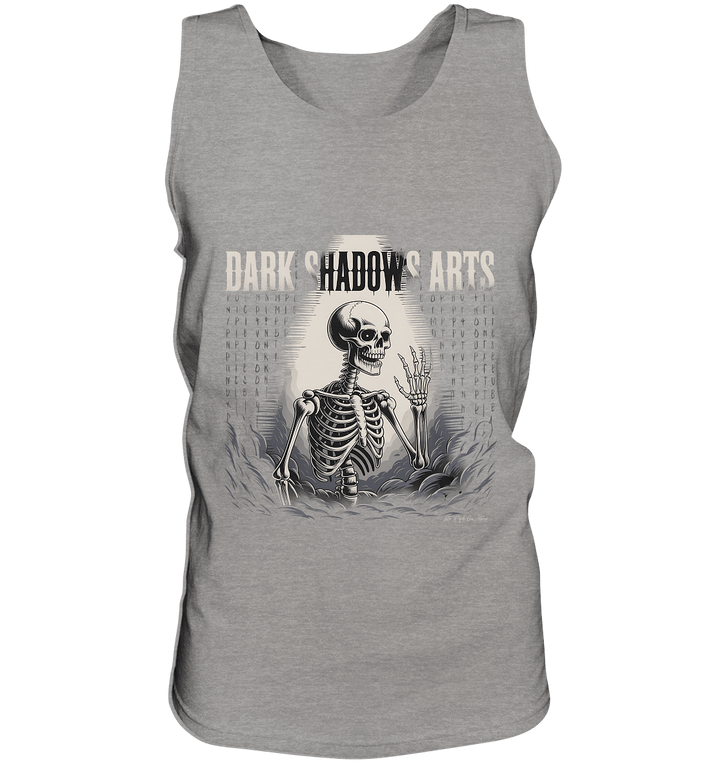 Defiant Bones – Erhobenes Skelett in mystischem Nebel - DSA - Relaxed Tank Top | Tank - Tops | Dark Shadows Arts