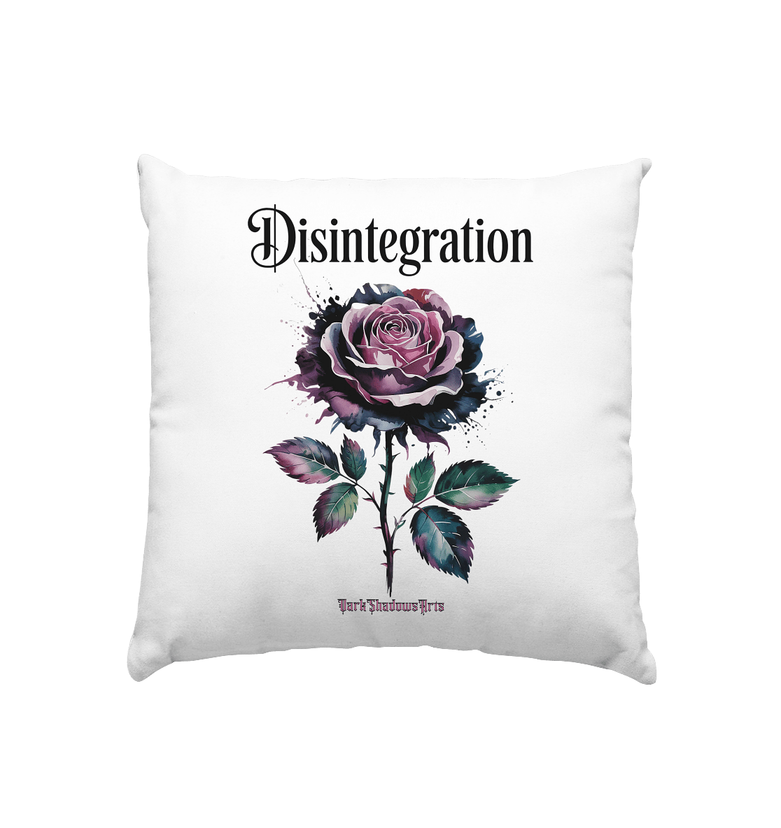 DISINTEGRATION – Symbolträchtige Kunst mit stilisierter Rose - Kissen 40x40cm | Home & Living | Dark Shadows Arts