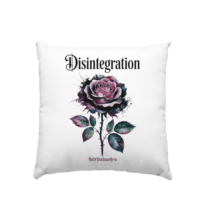 DISINTEGRATION – Symbolträchtige Kunst mit stilisierter Rose - Kissen 40x40cm | Home & Living | Dark Shadows Arts