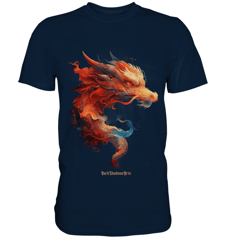 Drachenfeuer – Mystische Kreatur in lebendigen Farben - Premium Shirt | Unisex - Shirts | Dark Shadows Arts