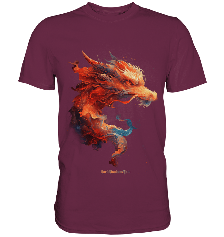 Drachenfeuer – Mystische Kreatur in lebendigen Farben - Premium Shirt | Unisex - Shirts | Dark Shadows Arts