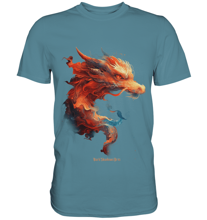 Drachenfeuer – Mystische Kreatur in lebendigen Farben - Premium Shirt | Unisex - Shirts | Dark Shadows Arts