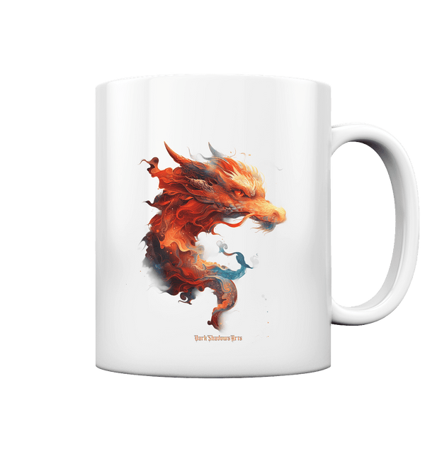Drachenfeuer – Mystische Kreatur in lebendigen Farben - Tasse glossy | Trinkgefäße | Dark Shadows Arts