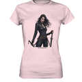 Dual Wielding Elegance Leather Clad Warrior - Ladies Premium Shirt | Lady - Shirts | Dark Shadows Arts