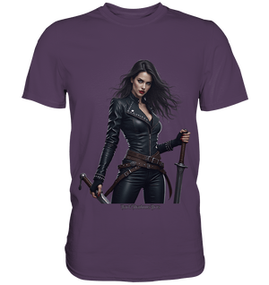 Dual Wielding Elegance Leather Clad Warrior - Premium Shirt | Unisex - Shirts | Dark Shadows Arts