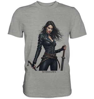 Dual Wielding Elegance Leather Clad Warrior - Premium Shirt | Unisex - Shirts | Dark Shadows Arts