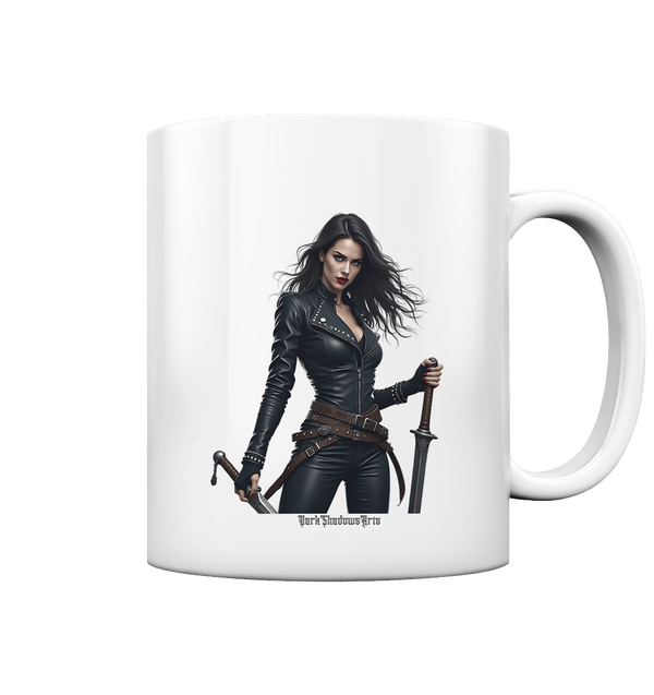 Dual Wielding Elegance Leather Clad Warrior - Tasse glossy | Trinkgefäße | Dark Shadows Arts