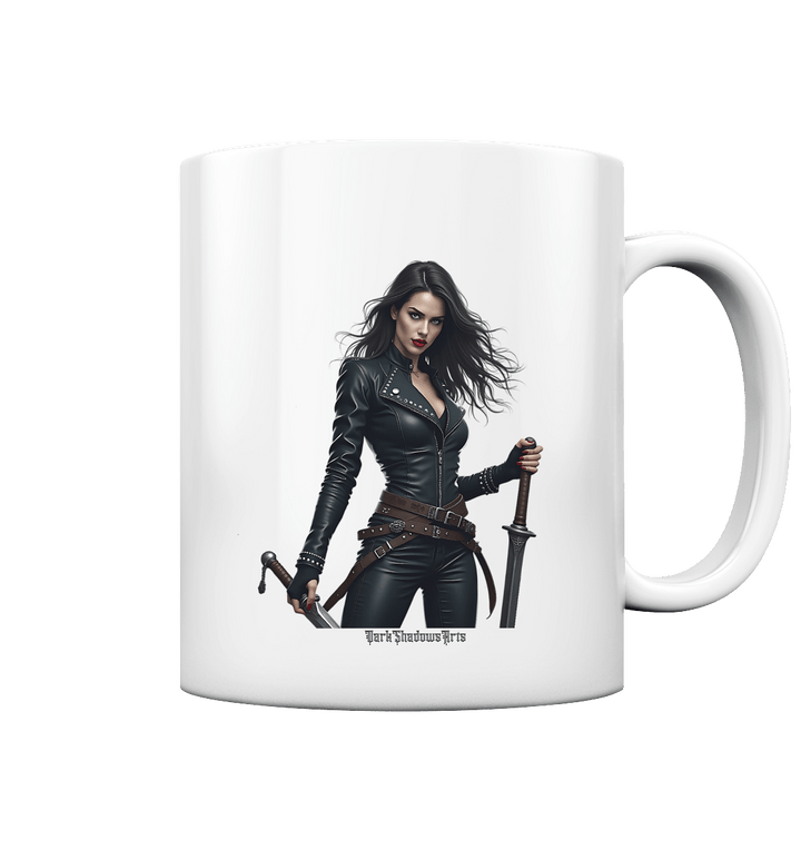 Dual Wielding Elegance Leather Clad Warrior - Tasse glossy | Trinkgefäße | Dark Shadows Arts