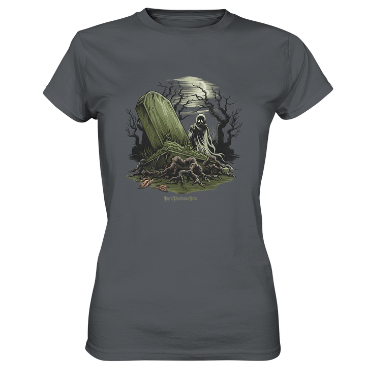 Düsterer Friedhof bei Nacht - Geist vor verfallenem Grabstein in mystischer Atmosphäre - Ladies Premium Shirt | Lady - Shirts | Dark Shadows Arts