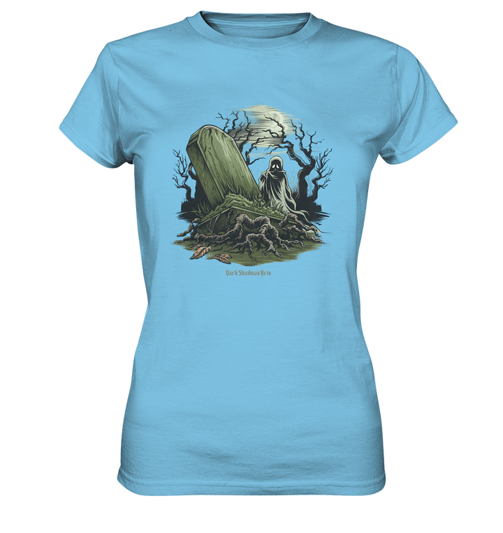 Düsterer Friedhof bei Nacht - Geist vor verfallenem Grabstein in mystischer Atmosphäre - Ladies Premium Shirt | Lady - Shirts | Dark Shadows Arts