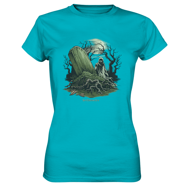 Düsterer Friedhof bei Nacht - Geist vor verfallenem Grabstein in mystischer Atmosphäre - Ladies Premium Shirt | Lady - Shirts | Dark Shadows Arts