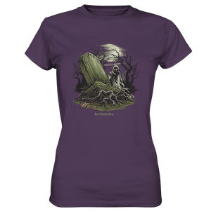 Düsterer Friedhof bei Nacht - Geist vor verfallenem Grabstein in mystischer Atmosphäre - Ladies Premium Shirt | Lady - Shirts | Dark Shadows Arts
