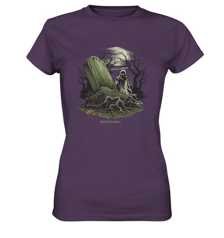 Düsterer Friedhof bei Nacht - Geist vor verfallenem Grabstein in mystischer Atmosphäre - Ladies Premium Shirt | Lady - Shirts | Dark Shadows Arts