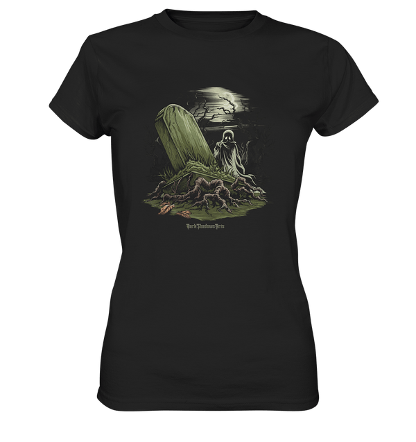 Düsterer Friedhof bei Nacht - Geist vor verfallenem Grabstein in mystischer Atmosphäre - Ladies Premium Shirt | Lady - Shirts | Dark Shadows Arts